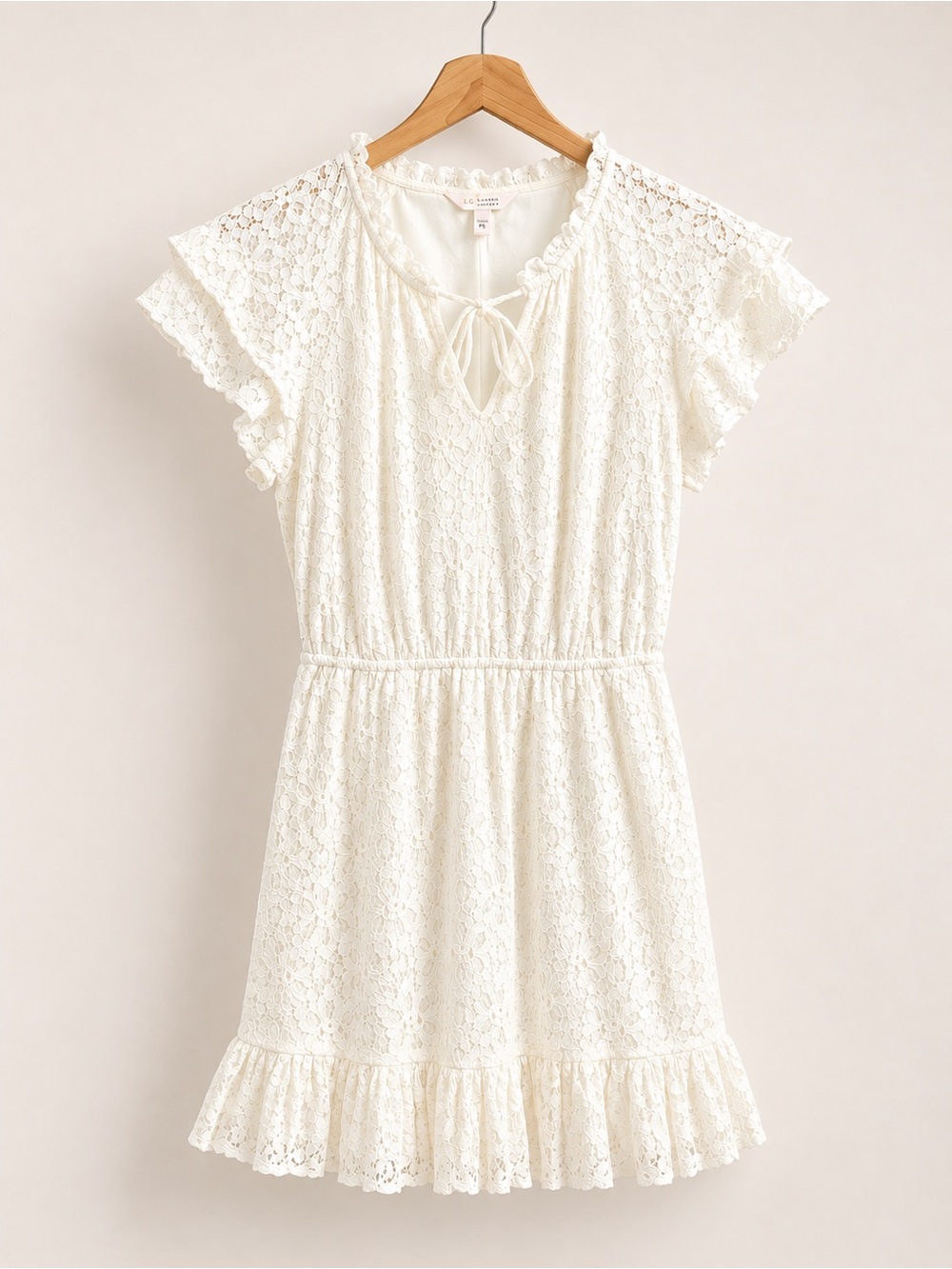 LC Lauren Conrad White Lace Tie-Neck Mini Dress (rack)